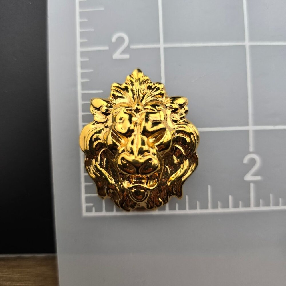 Gold-Tone Lion Head Scarf Clip Vintage Style Accessory - Picture 8 of 10